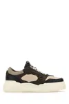 Fendi Force Leather Sneakers With Ff Jacquard And Mesh Details Shoes In Neutral