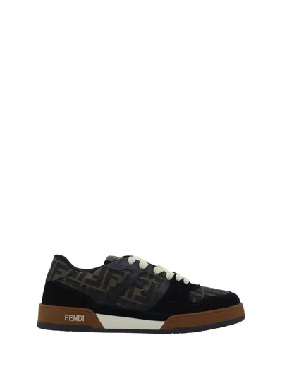 Fendi Match Ff Jacquard Low-top Sneakers In Brown
