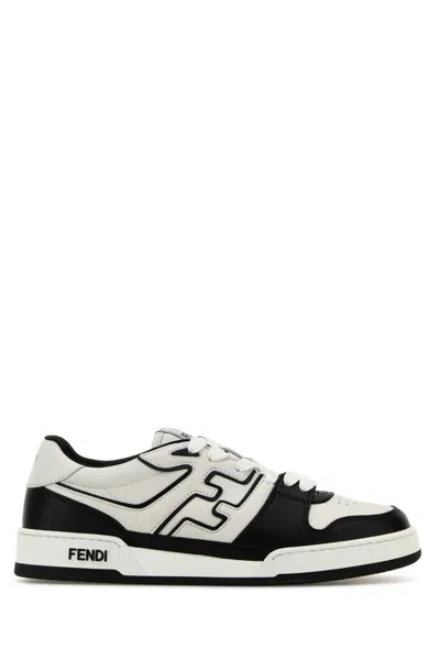 Fendi Leather Sneakers With Ff Lateral Logo In Black