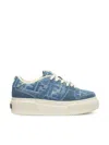 Fendi Low-top Sneakers With Contrast Stitching And Platform Sole In Navy