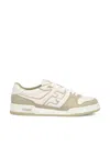 Fendi Leather Sneakers With Ff Lateral Logo In Sage+white+sage+elm