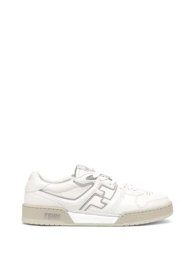Fendi Match Sneaker In Leather With Logo In Neutral