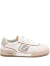 Fendi Leather Sneakers With Panelled Design And Contrast Sole In White