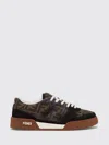Fendi Match Sneaker In Black Fabric And Suede Women In Brown