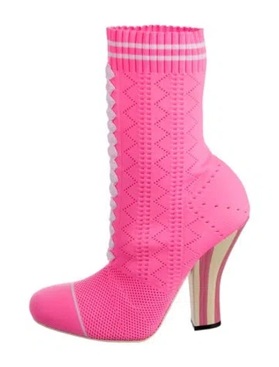 Pre-owned Fendi Sock Boots In Pink