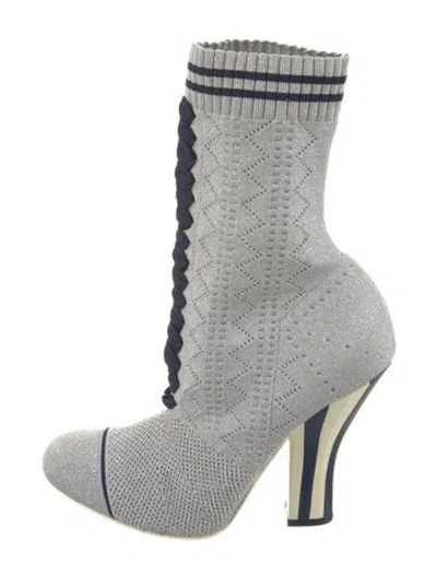 Pre-owned Fendi Sock Boots In Silver