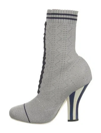 Pre-owned Fendi Sock Boots In Silver