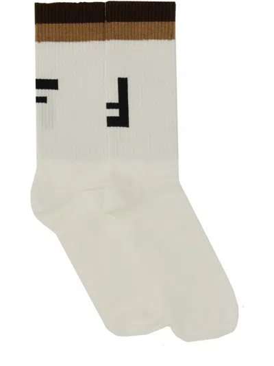 Fendi Socks With Logo In White