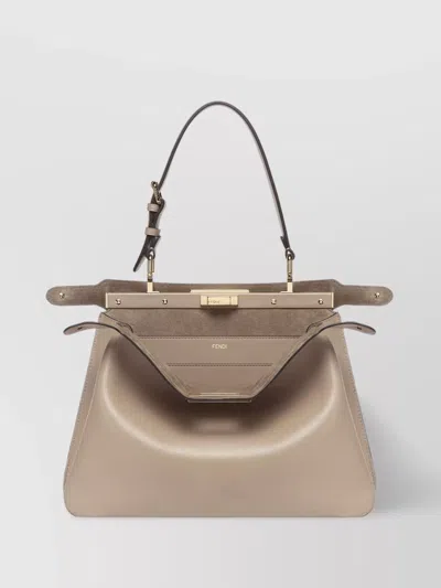 Fendi Peekaboo Medium Leather Shoulder Bag In Brown