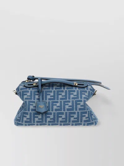 Fendi Soft Medium Shoulder Bag With Metal Studs In Blue