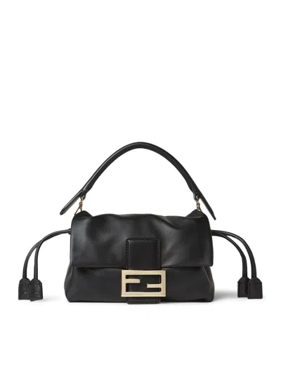 Fendi Baguette Soft Small Black Crackled Leather Mini-bag