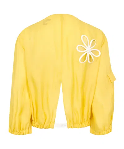 Fendi Light Knit Jacket In Cupro-silk Blend In Yellow