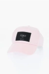 Fendi Solid Color Cap With Contrasting Logo Patch In Pink