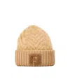 Fendi Solid Knit Beanie In Brown