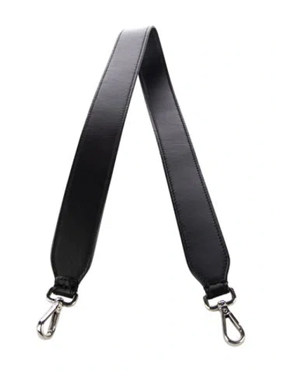 Pre-owned Fendi Solid Leather Purse Strap In Black