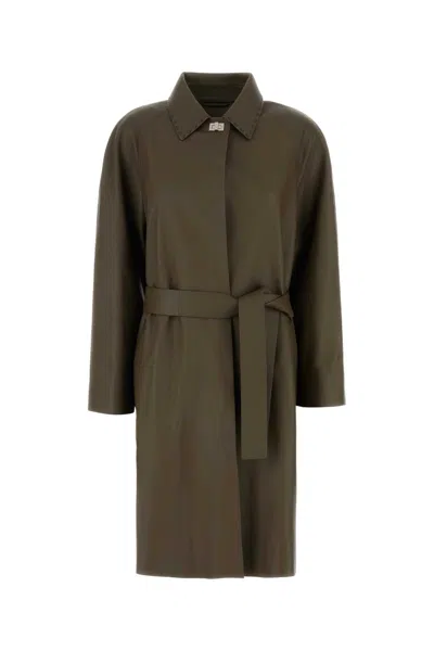 Fendi Soprabito  Selleria Leather In Green