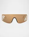 Fendi Sport Wrap Around Sunglasses In Gold Brown Mirror