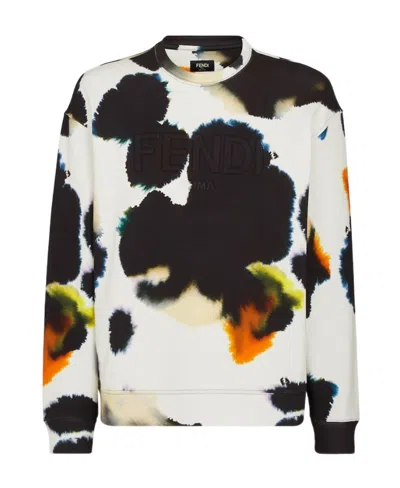 Fendi Spotted Motif Printed Jersey Sweatshirt In Black