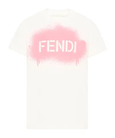 Fendi Spray-paint Logo T-shirt In White