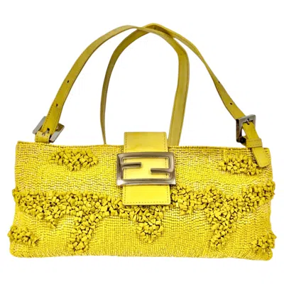 Pre-owned Fendi Spring 2000 Yellow Beaded Baby Baguette