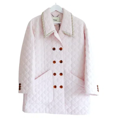 Pre-owned Fendi Spring 2020 Women's Pale Pink Silk Quilted Jacket, Oversized Cut