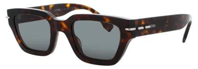 Fendi Square Acetate Sunglasses 50-23-150 In 52n - Dark Havana / Green