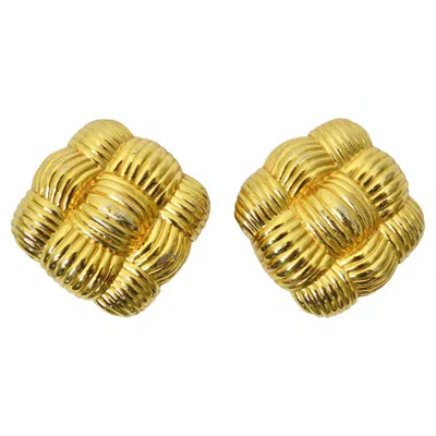Pre-owned Fendi Square Basket Weave Vintage Earrings In Multi