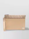 Fendi Ff-motif Leather Clutch Bag In Neutral