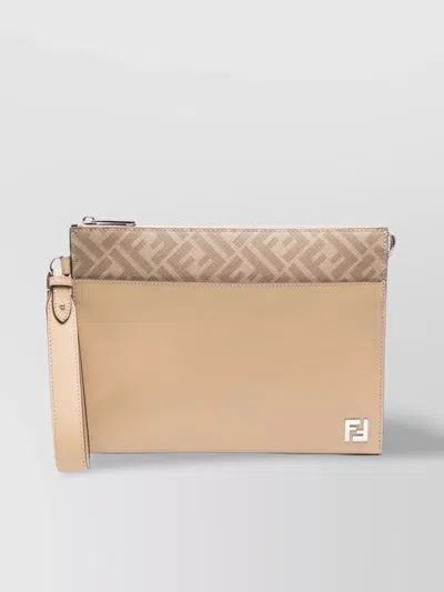 FENDI SQUARE CLUTCH WITH WRIST STRAP DETAIL