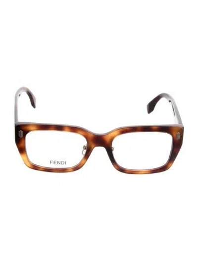 Pre-owned Fendi Square Eyeglasses In Brown