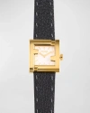 Fendi Square Face Leather Strap Watch In Black