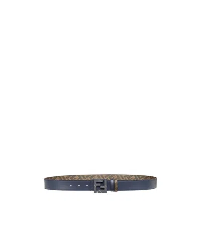 Fendi Square Ff Double-sided Belt In Gray