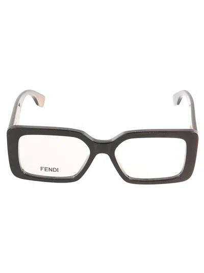 Fendi Square Frame Clear Lense Glasses In 001 - Black