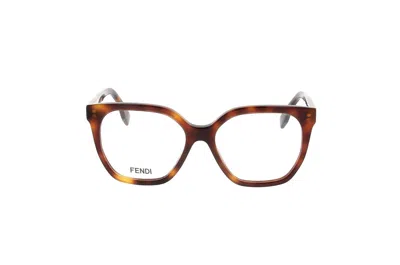 Fendi Square Frame Glasses In 053 - Havana