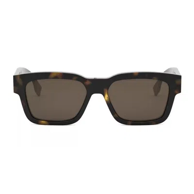 Fendi Square Full Rim Sunglasses In Brown