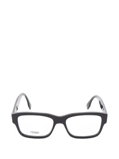 Pre-owned Fendi Square Glasses In Black