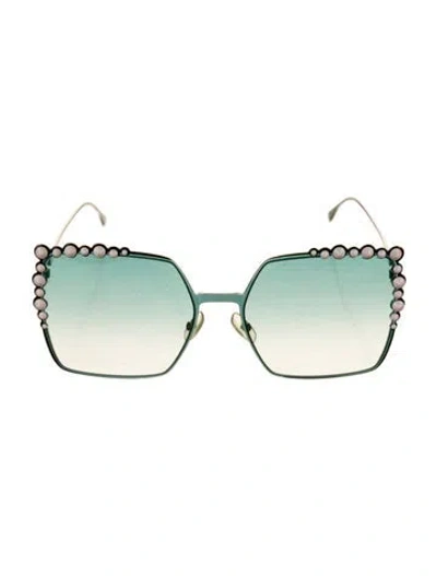 Pre-owned Fendi Square Gradient Sunglasses In Blue
