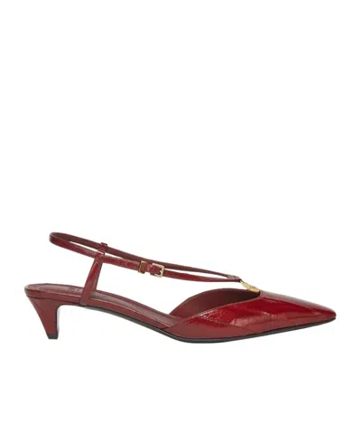 Fendi Ffold Slingback Eel Leather Pumps In Red