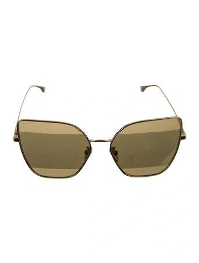 Pre-owned Fendi Square Mirrored Sunglasses In Gold