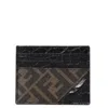 Fendi Square Monogram-print Card Case In Black