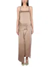 Fendi Square Neck Satin Maxi Dress In Neutrals