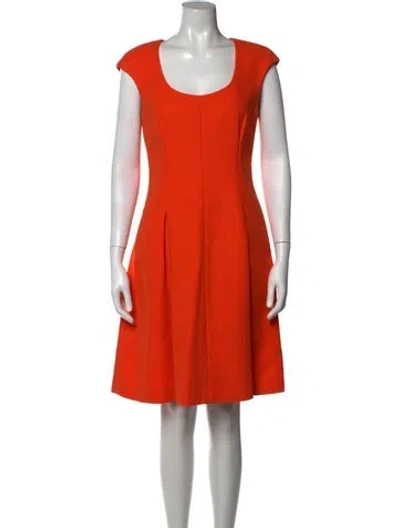 Pre-owned Fendi Square Neckline Knee-length Dress In Orange