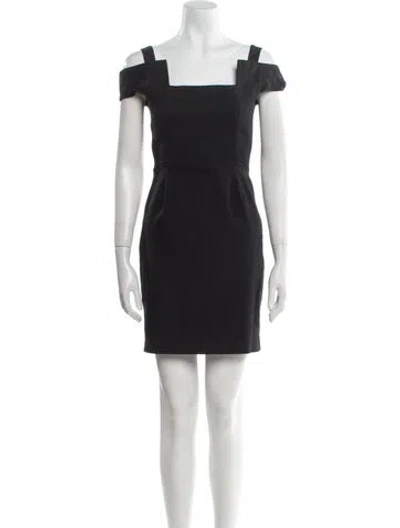 Pre-owned Fendi Square Neckline Mini Dress In Black