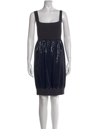Pre-owned Fendi Square Neckline Mini Dress In Blue