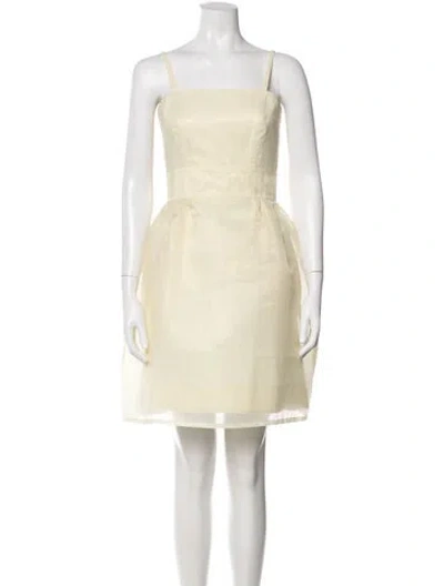 Pre-owned Fendi Square Neckline Mini Dress In Yellow