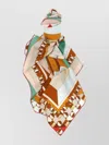 Fendi Square Scarf With Geometric Design And Bold Border In Multi