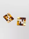 Fendi Square Shape Printed Plexiglass Earrings