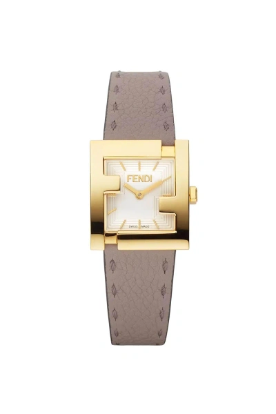 Fendi Square Watch With Ff Logo - 2.4 Cm X In Neutro,gold