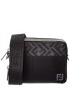 Fendi Squared Ff & Leather Camera Case Organizer In Black