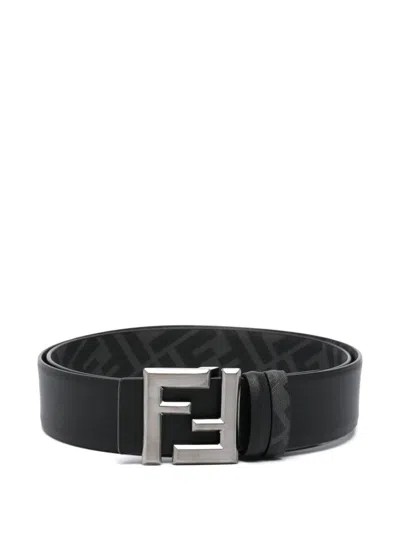 Fendi Squared Ff Belt In Black